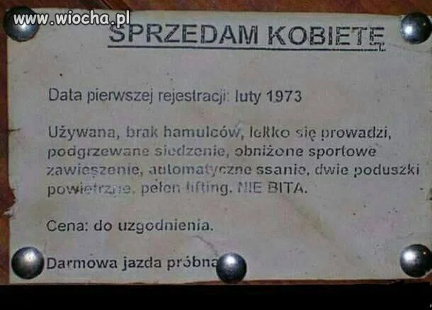 Sprzedam kobietę