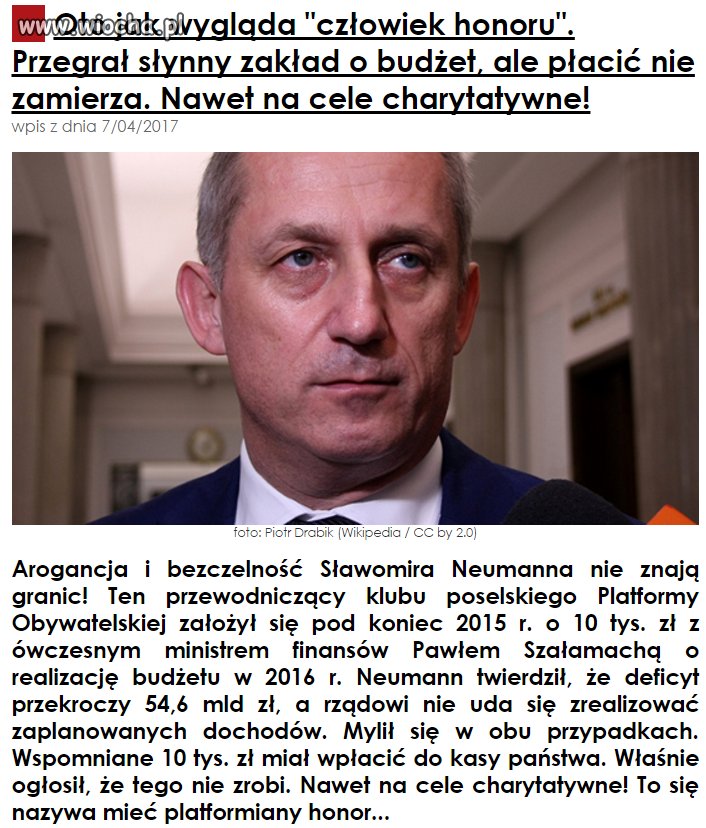 Człowiek roku Partii Obłudy