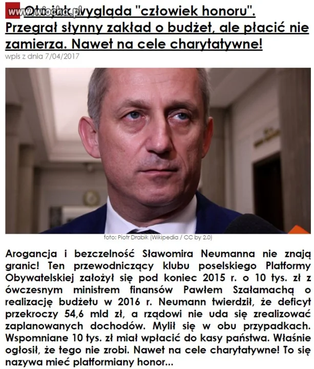 Człowiek roku Partii Obłudy