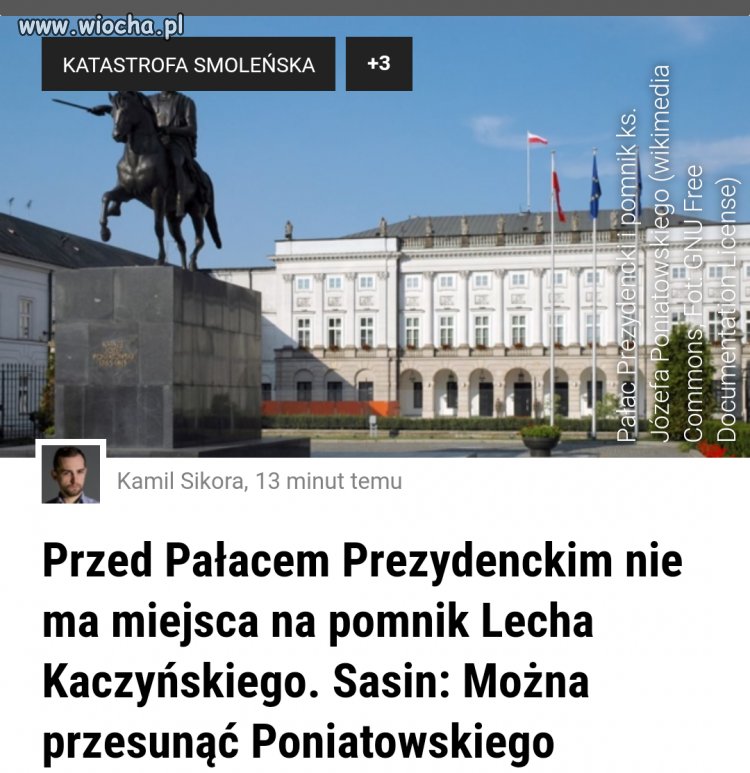 PiS chce przesunąć pomnik księcia Poniatowskiego 