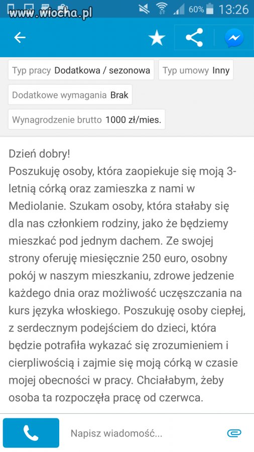Która zostawi rodzinę i pojedzie za 1000 zł