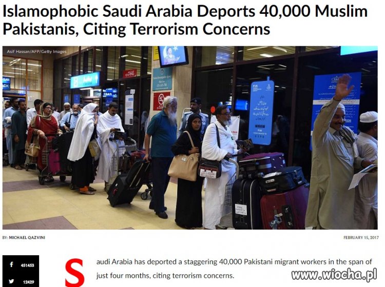 Arabia Saudyjska deportuje 40 000 Pakistańczyków..