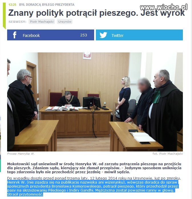 "ominął auto, które zatrzymało się, by przepuścić pieszego" 