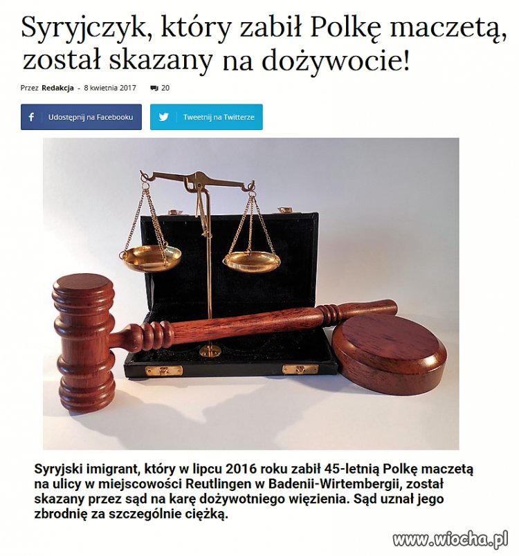 Syryjczyk, morderca Polki skazany na dożywocie