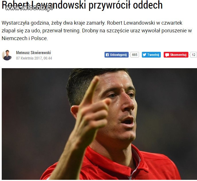Robert Lewandowski w czwartek złapał się za udo