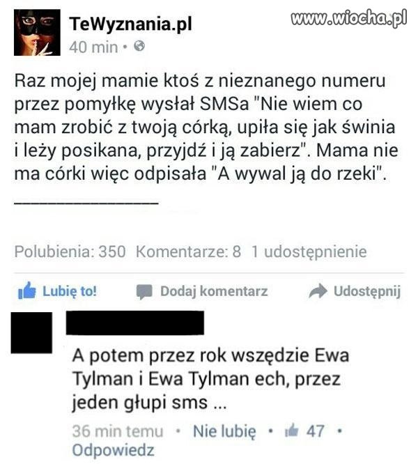 Tyle hałasu przez jednego smsa.
