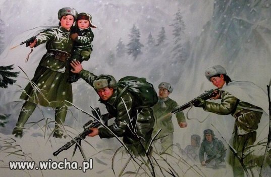 Kobieta z dzieckiem na linii walki