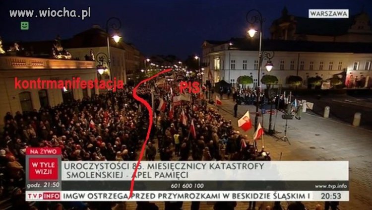 Tłumy zwolenników PiS na miesięcznicy 