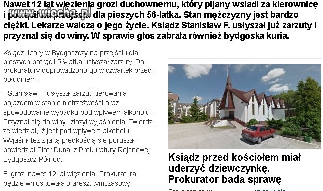 Pijany ksiądz potrącił 56 - latka