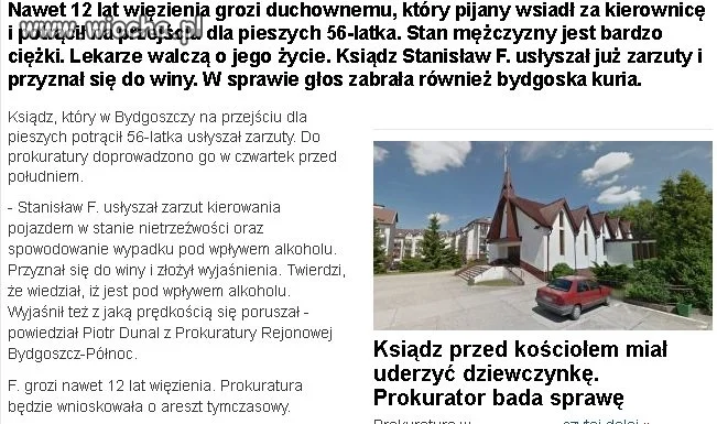 Pijany ksiądz potrącił 56 - latka