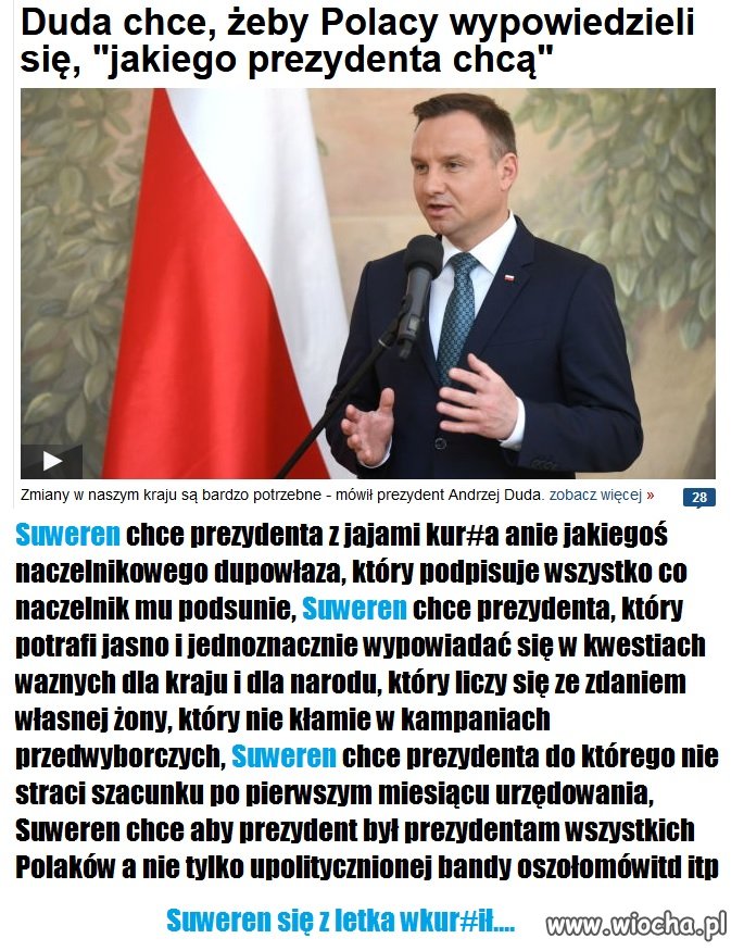 Suweren chce aby prezydent 