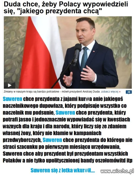 Suweren chce aby prezydent 