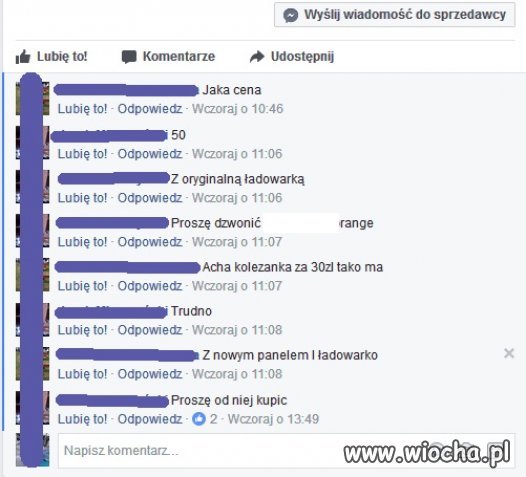 Komentarze pod ogłoszeniem na facebooku...