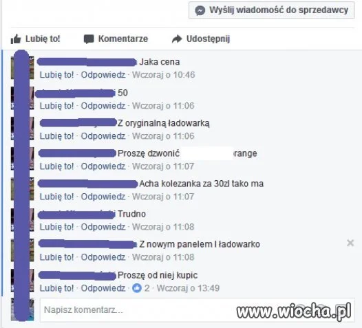 Komentarze pod ogłoszeniem na facebooku...