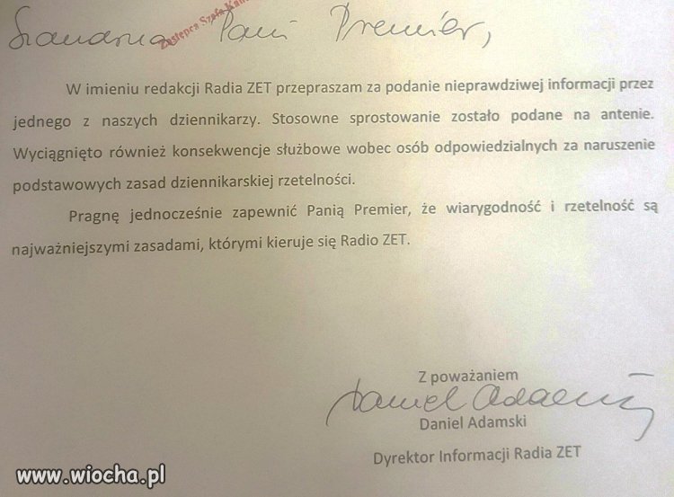 R.Zet przeprasza premier Szydło. 