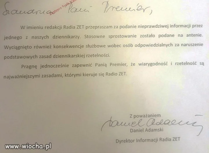 R.Zet przeprasza premier Szydło. 