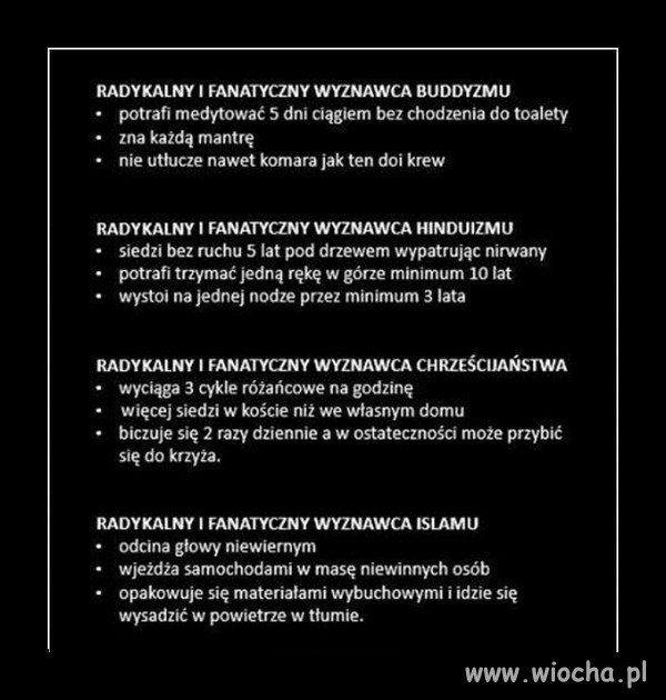 Fanatyzm pojawia się w każdej religii