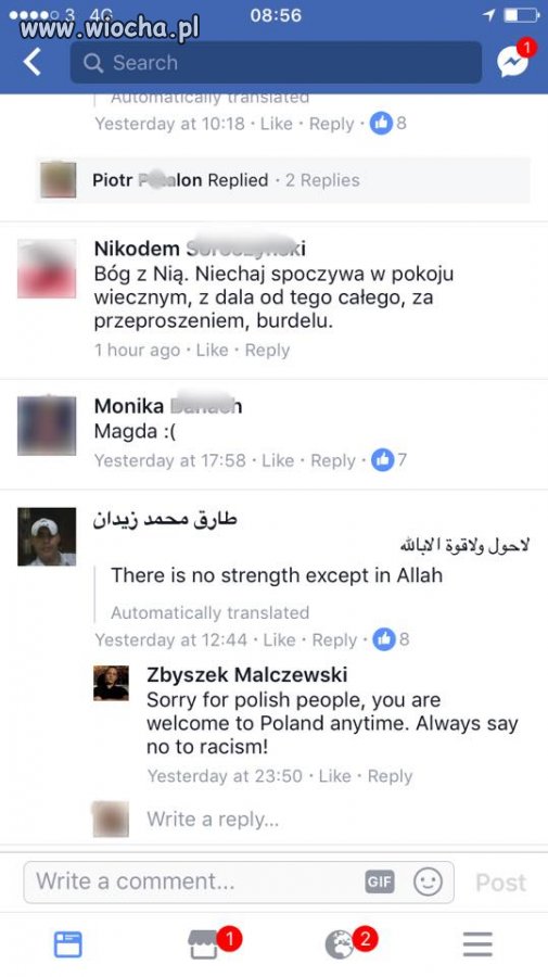 Komentarze pod postem po arabsku o 