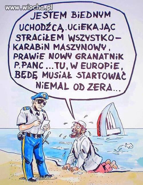 Biedny uchodźca.