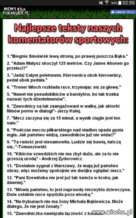 Teksty komentatorów czasem powalają