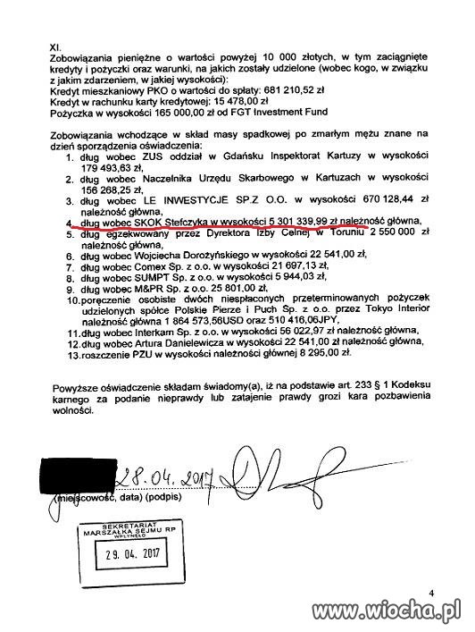 Wykaz długów pewnej posłanki PIS