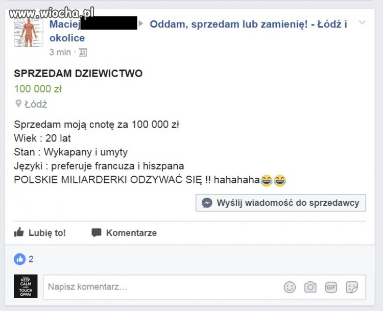 Sprzedam dziewictwo