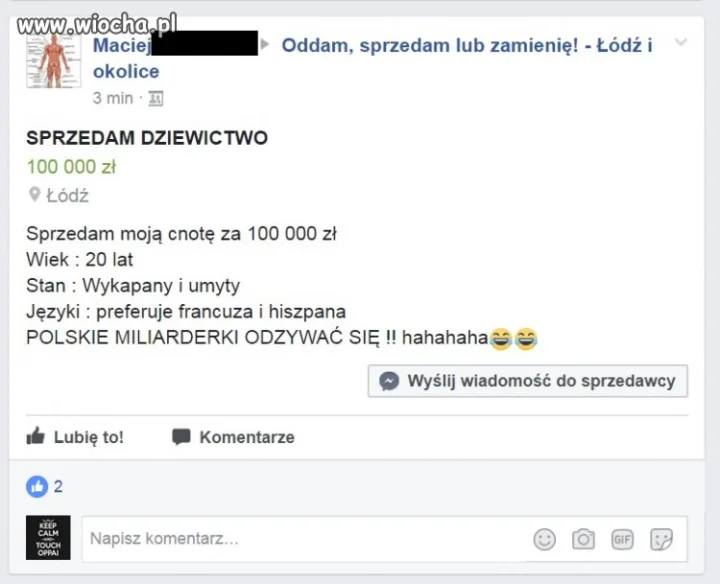Sprzedam dziewictwo