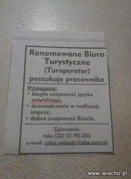 Znajomość języka anielskiego