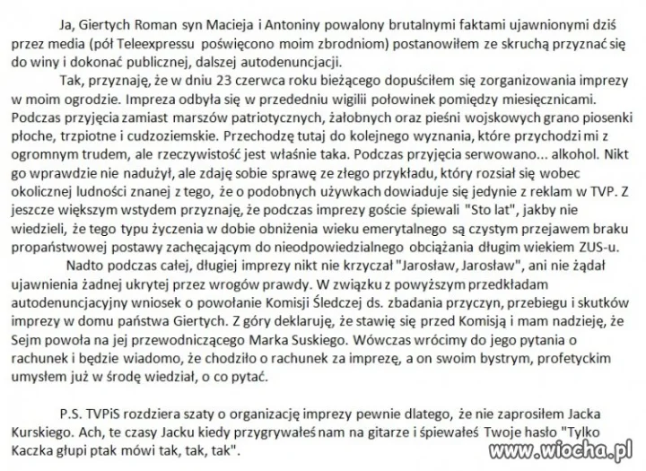 Piękna odpowiedź Giertycha