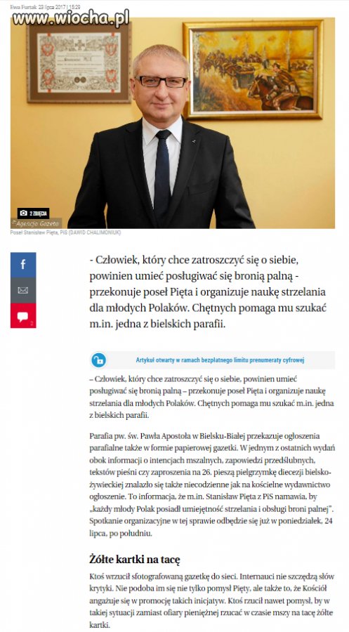 Poseł Pięta z PiS zaprasza na strzelanie.