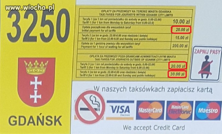 30 zł za kilometr jazdy taksówką