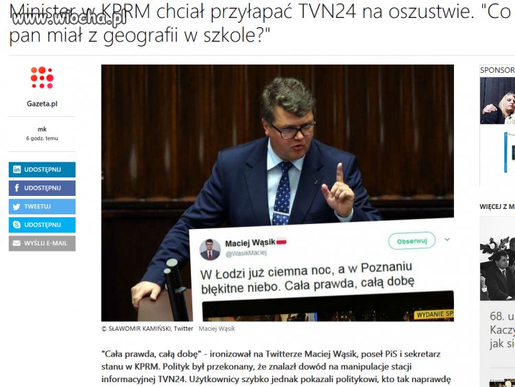 Minister w KPRM chciał przyłapać TVN24 na oszustwi