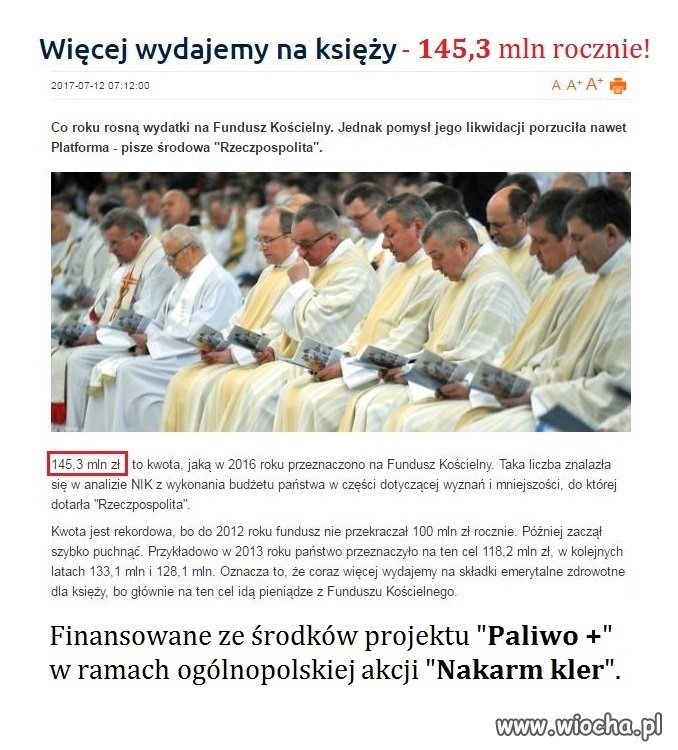 Nie oszczędzaj na paliwie. Dokarm kler.