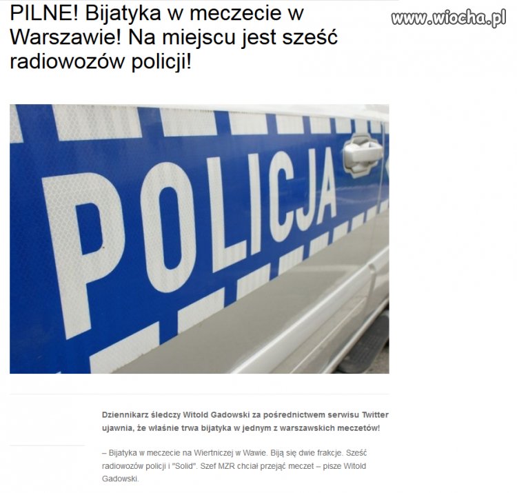 Trwa bijatyka w meczecie w Warszawie