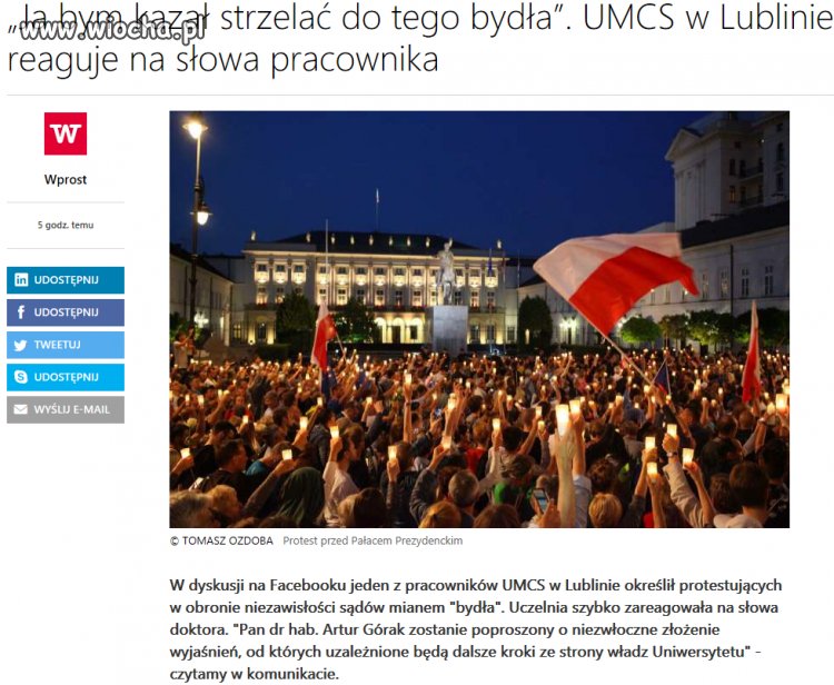 "Ja bym kazał strzelać do tego bydła".