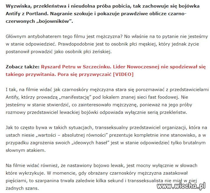 Trans z antyfaszystowskiej antify atakuje murzyna