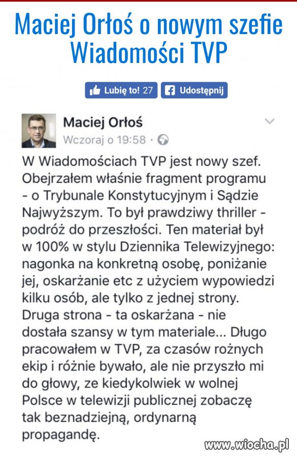 Zaraz się tu dowiemy ,że Mciej Orłoś to