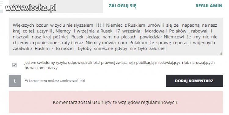 Takich komentarzy Niemiecka Interia  nie zamieści