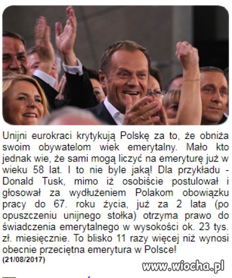  Tusk już w wieku 62 lat będzie mógł pobierać...
