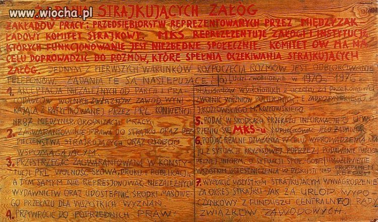 Wśród 21 postulatów NSZZ "Solidarność" 