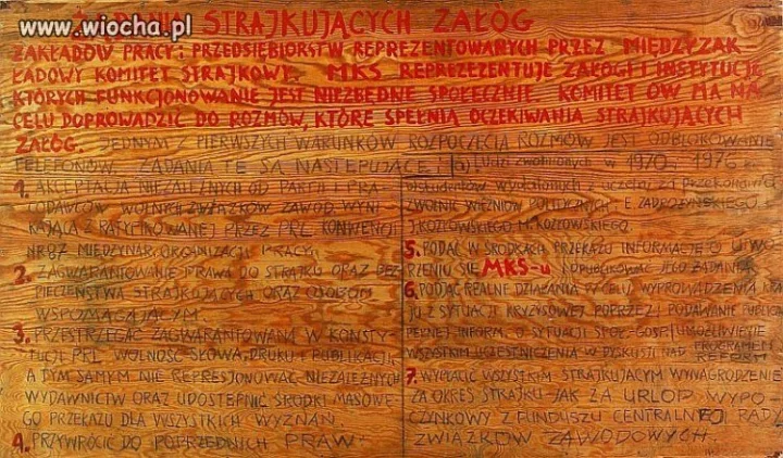 Wśród 21 postulatów NSZZ "Solidarność" 