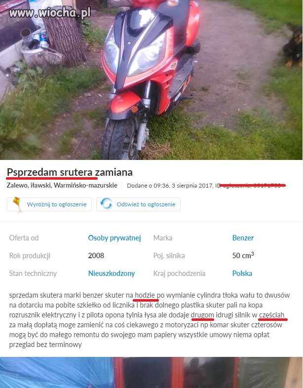 Powinienem cały opis zaznaczyć na czerwono...