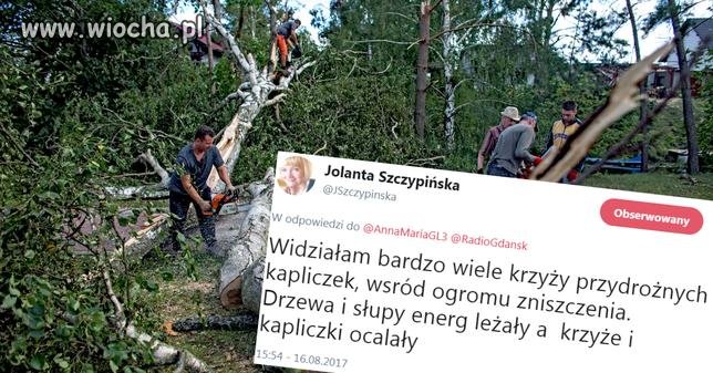 Szczypińska cieszy się... z ocalałego krzyża