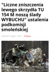 Ślady wybuchu skrzydła ustalili na podstawie zdjęć