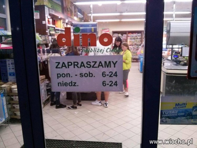 Od poniedziałku do soboty 6-24.