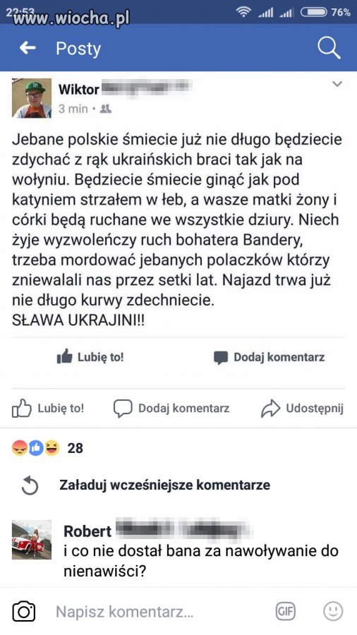 Dzieciak obraża na FB Polaków