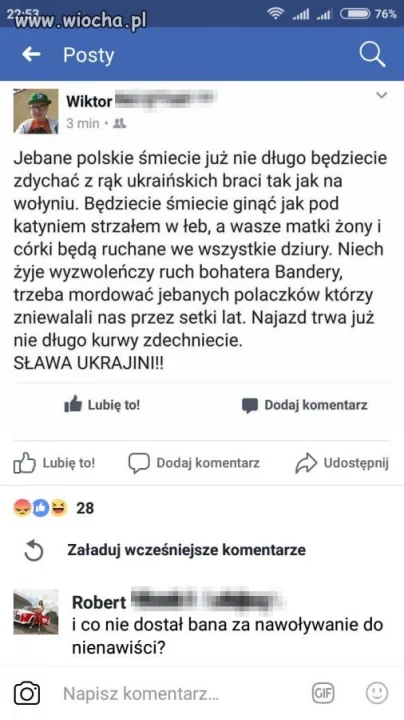 Dzieciak obraża na FB Polaków