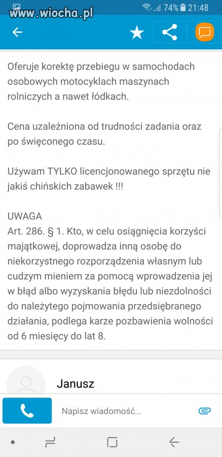 Korekta przebiegu u Janusza