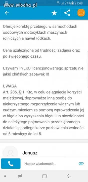 Korekta przebiegu u Janusza