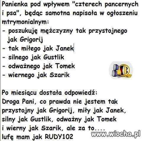 Z cyklu ogłoszenia matrymonialne